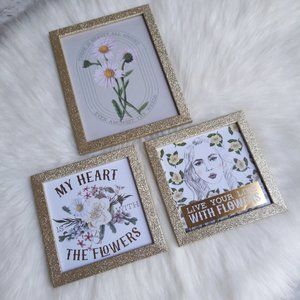 CCO Glitter Floral Decor Frames 3 PC Set